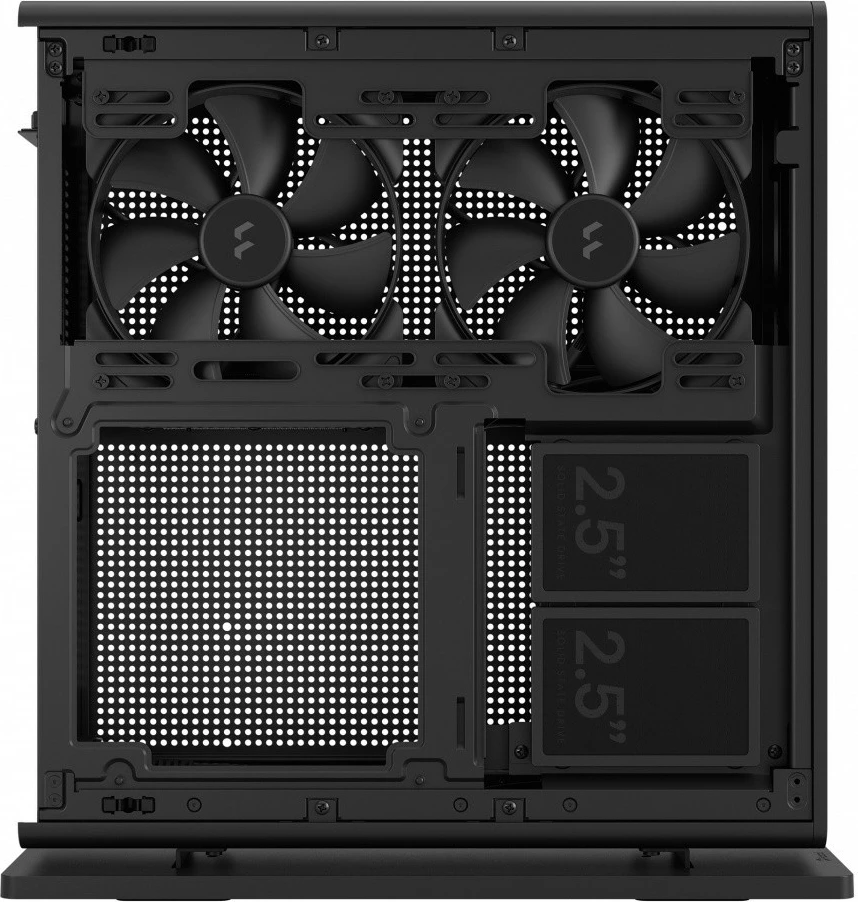 Kompaktna ohišje Fractal Design Ridge Black, Mini ITX, Tower Slim, 4x 2.5" pogon, črno