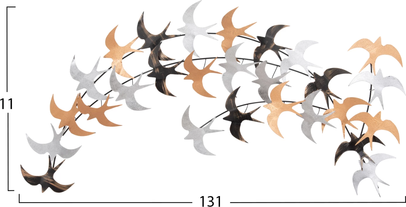 Stenska dekoracija ptice FH4655 kovina - večbarvna 131x11(globina)x70Hcm