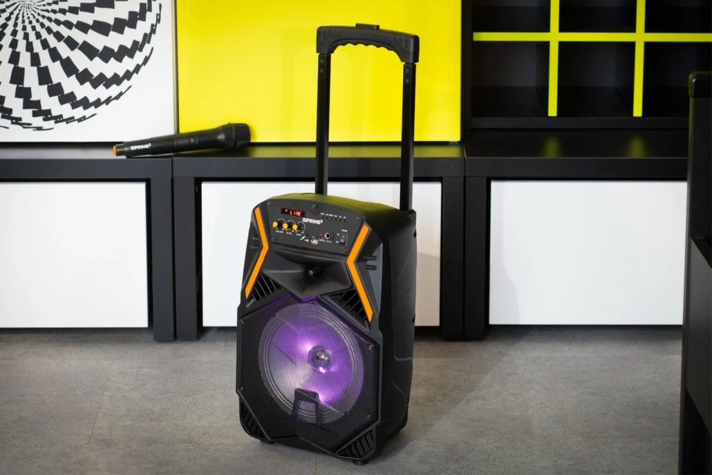 Prenosni zvočnik PRIME3 APS22 BLAZE z Bluetooth, karaoke, brezžični mikrofon, LED, črno/oranžen