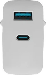 Stenski polnilec GaN 65W, 1x USB-A + 1x USB-C, Natec Ribera, bel