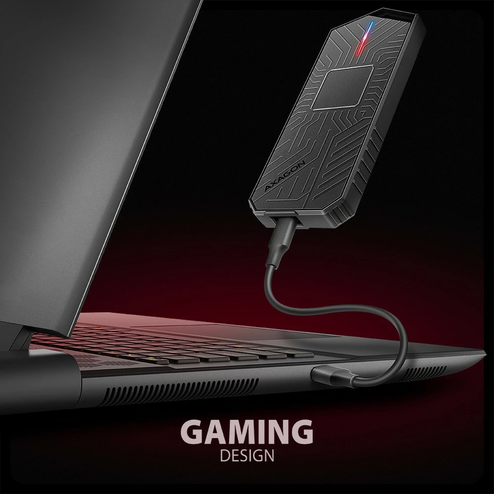Zunanji aluminijast ohišje za SSD M.2 NVMe/SATA, USB-C 3.2 Gen 2, AXAGON EEM2-GAM, črno Zunanji aluminijast ohišje za SSD M.2 NVMe/SATA, USB-C 3.2 Gen 2, AXAGON EEM2-GAM, črno