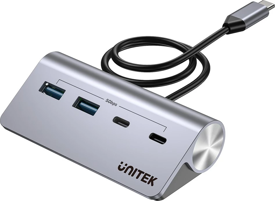 USB-C hub z 2× USB-A in 2× USB-C, 5Gbps, aluminij, srebrn - UNITEK H1337AGY01