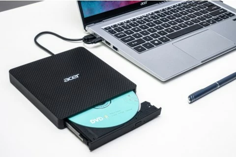 Zunanji DVD zapisovalnik Acer AXD001, USB 3.2, za prenosnik, črn