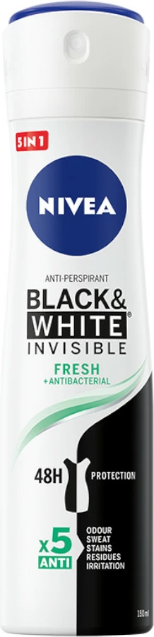 Dezodorant v spreju, Nivea Black&White Invisible Fresh, 150 ml