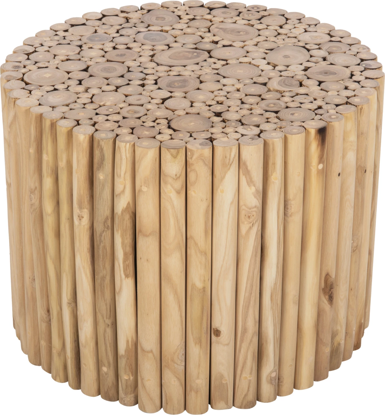 Okrogla klubska mizica COOTER FH9864 iz vej tikovine - naravna Φ60,5x46Hcm