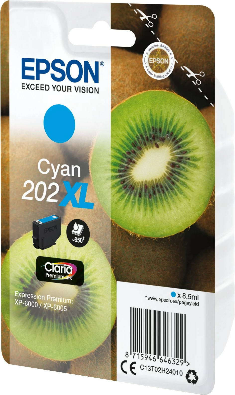Črnilo Cyan 202XL, 8,5 ml, 650 strani Epson Kiwi
