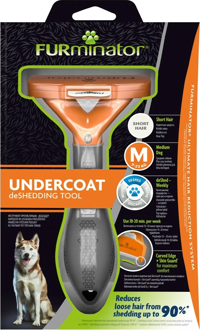Orodje za nego krzna za pse s kratkim kožuhom - FURminator, M, črno