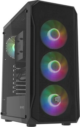 Računalniško ohišje Natec Fury Shobo SH4F RGB, Midi Tower, kaljeno steklo, 4 RGB ventilatorji, črno