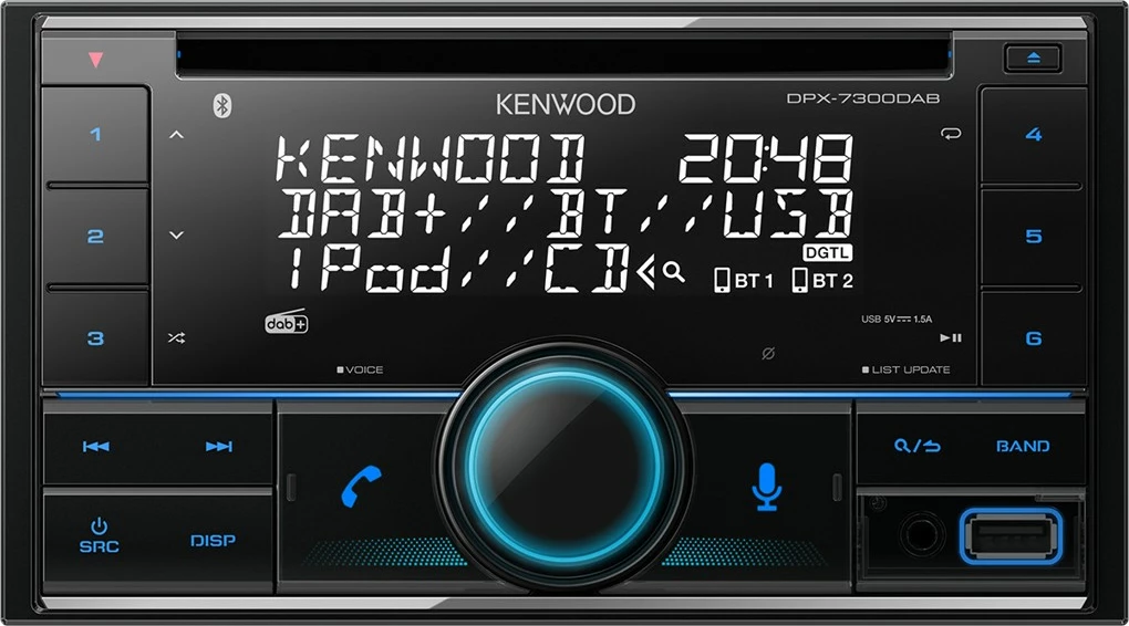 Avtoradio Kenwood DPX-7300DAB, 2 DIN, Bluetooth, DAB+, CD, USB, črn