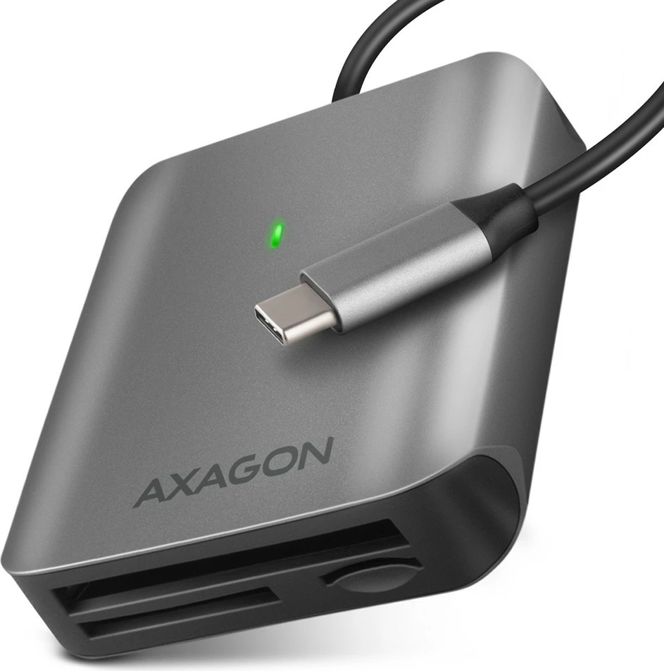 Bralnik kartic AXAGON CRE-S3C, USB-C, 3 reže, aluminij, siv