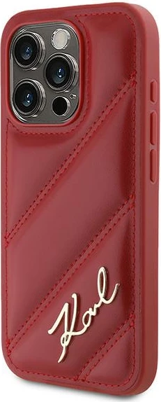 Diagonalno prešit ovitek za iPhone 15 Pro Max, Karl Lagerfeld, rdeč