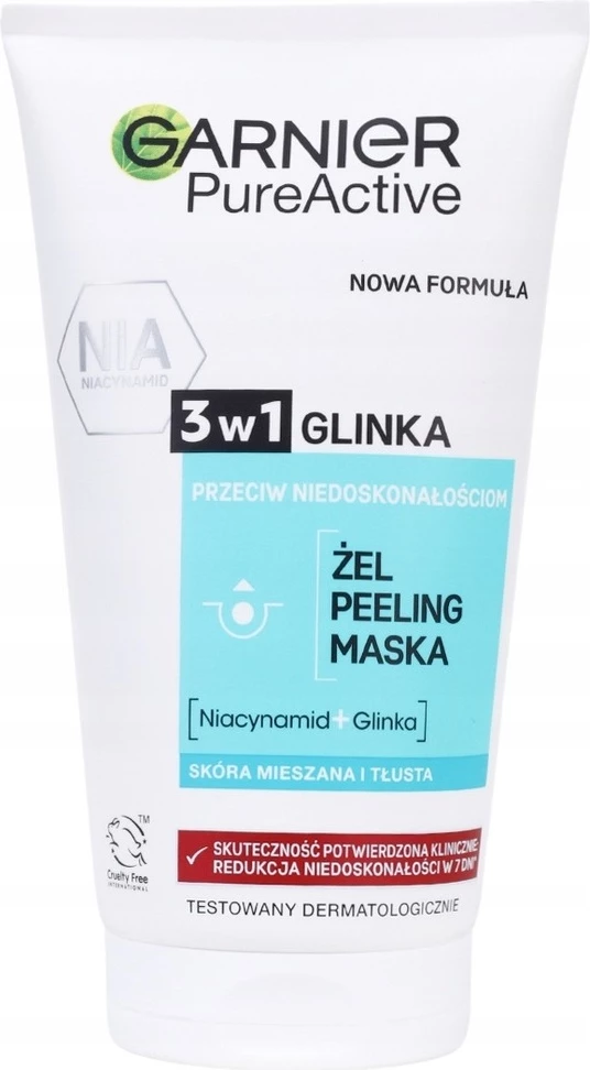 Čistilni gel, piling in maska 3 v 1, Garnier Czysta Skóra, za ženske, 150 ml