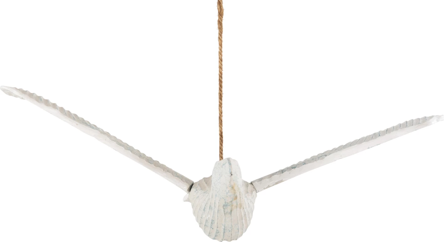 Viseča dekoracija galeb FH4302 iz albasijinega lesa v modrem pranju 93x62x12-100H cm