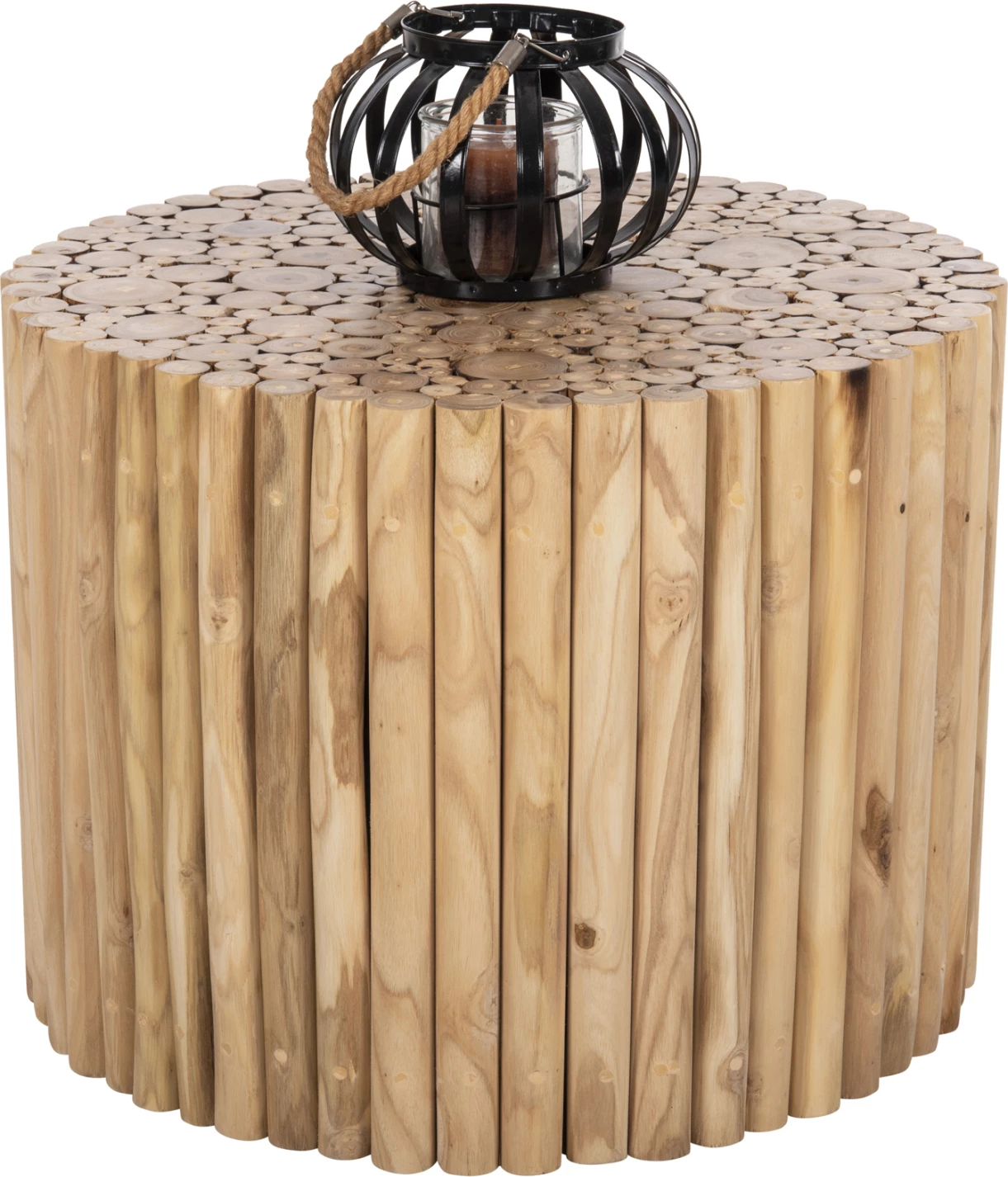 Okrogla klubska mizica COOTER FH9864 iz vej tikovine - naravna Φ60,5x46Hcm