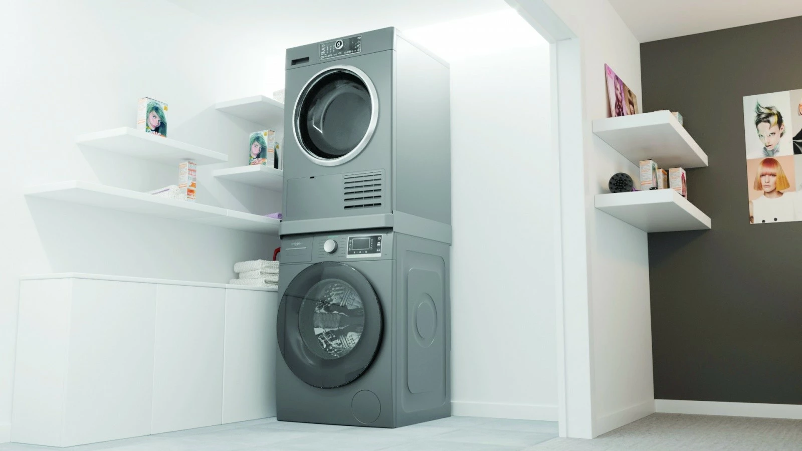 Univerzalni nosilec za pralni in sušilni stroj Whirlpool SKS101S, srebrn