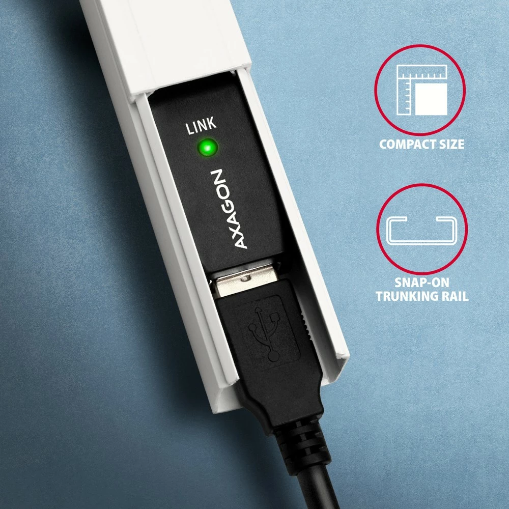 Aktivni podaljšek USB 2.0, AXAGON ADR-215, 15 m, črn Aktivni podaljšek USB 2.0, AXAGON ADR-215, 15 m, črn
