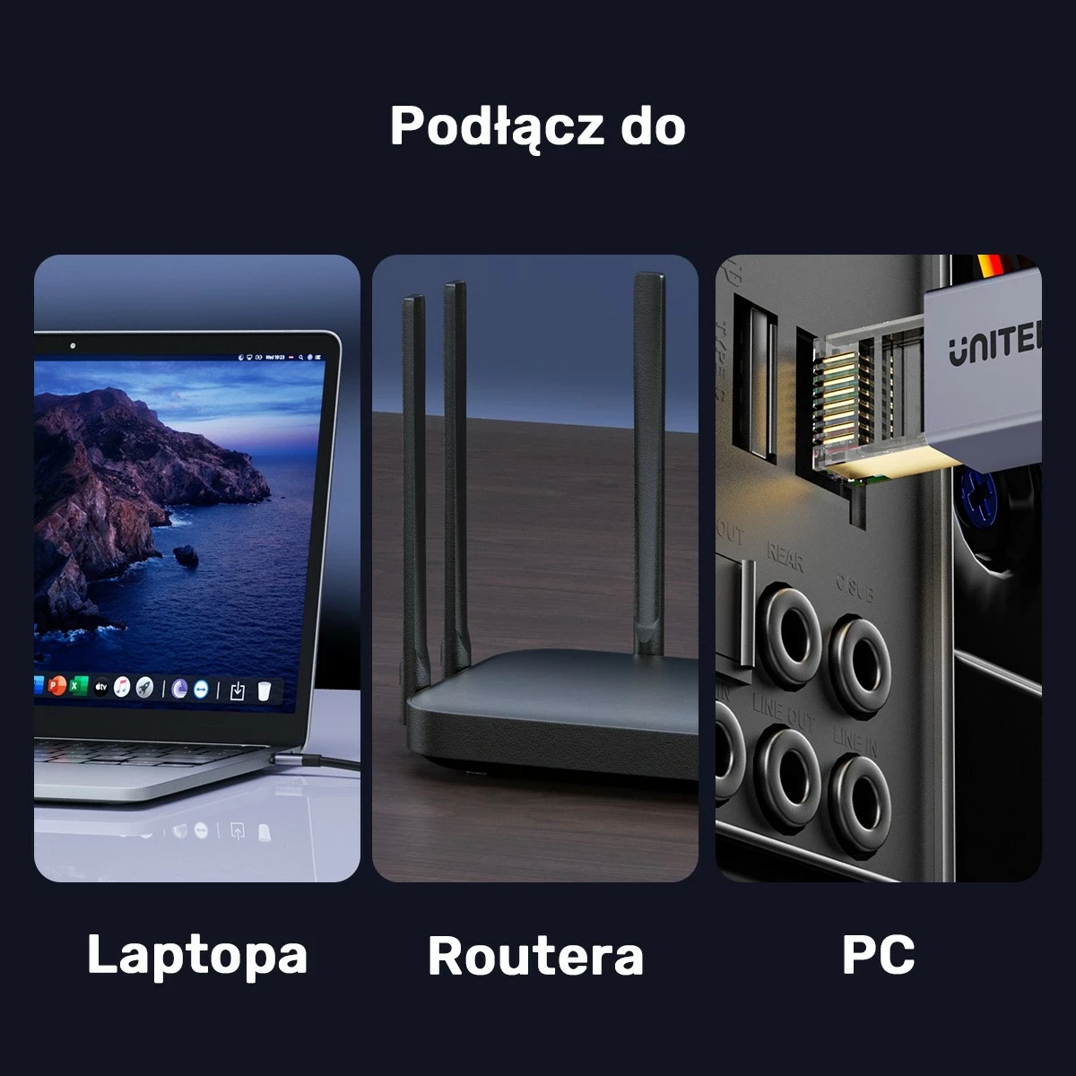 Ethernet kabel Unitek, RJ-45 LAN, patchcord cat.8, 2 m, črno-siv