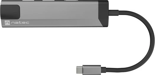 Docking postaja, Natec Fowler Go NMP-1985, večportna USB-C, 2x USB 3.0, HDMI 4K, RJ45, siva