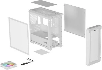 Računalniško ohišje Micro Tower, ARGB, bel, Natec Genesis IRID 503 ARGB LITE