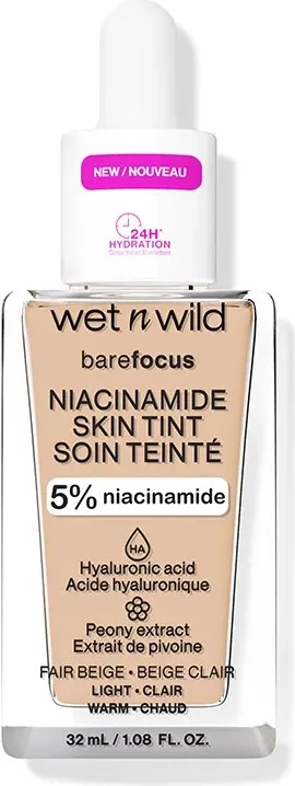 Tonirana krema z niacinamidom, Wet n Wild Bare Focus 6089e, unisex, Fair Beige, 32 ml