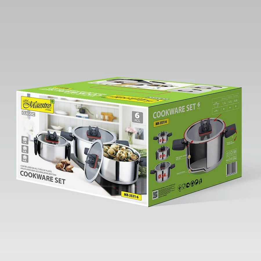 Set plastičnih loncev Maestro MR-3531-6, črn