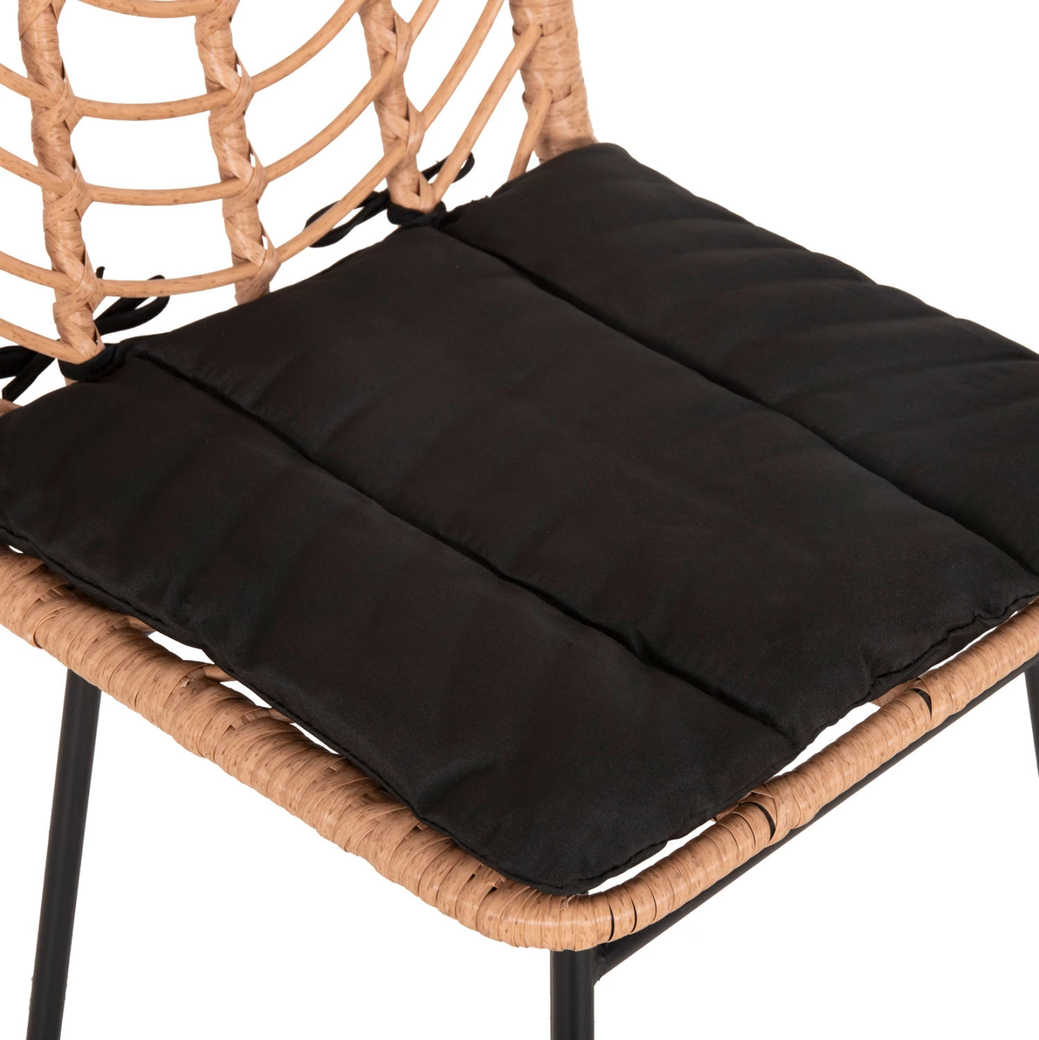 Barski stol srednje višine GERALD FH5707.11 kovina in blazina v črni barvi - pletenje v bež 47x47x101H cm