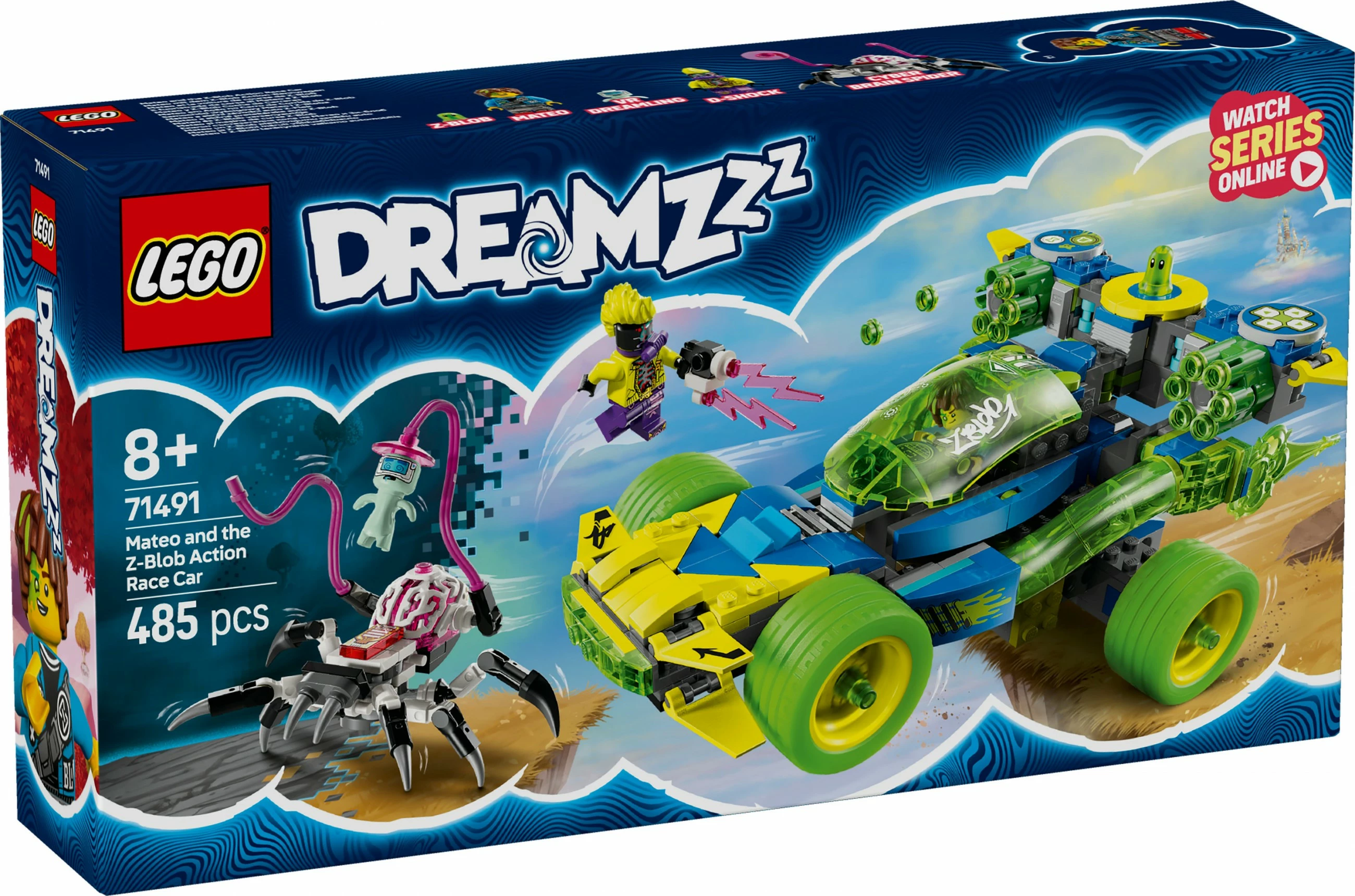 Gradbeni set LEGO DREAMZzz Mateo z avtom Z‑Blob Action Rennwagen, 485 kosov, večbarven