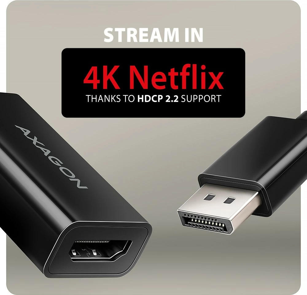 Aktivni adapter DisplayPort na HDMI, 4K/60Hz, 15 cm, črn, AXAGON RVD-HI20N Aktivni adapter DisplayPort na HDMI, 4K/60Hz, 15 cm, črn, AXAGON RVD-HI20N