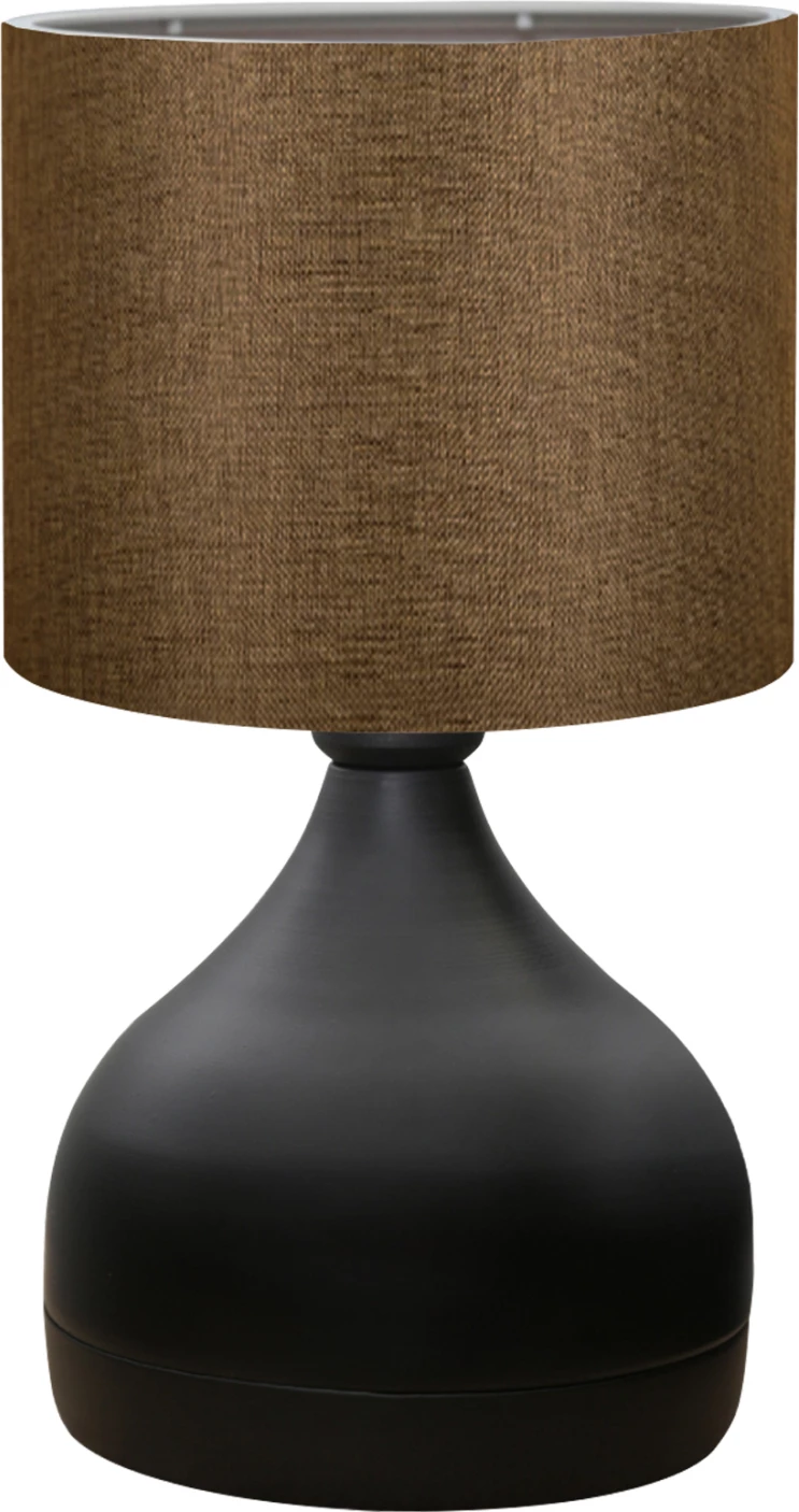 Namizna svetilka FH7593.02 črno kovinsko telo, rjava senčnik iz blaga Φ18,5x45Ηcm