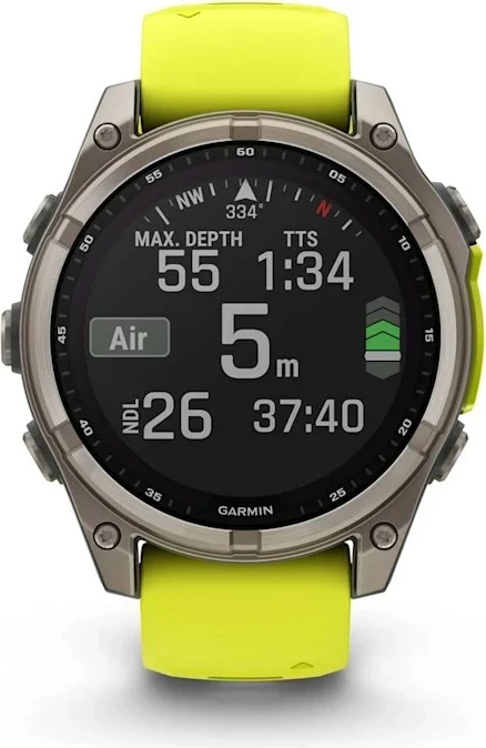 Pametna ura, 47 mm, 32 GB, titanova ohišje, silikonski pašček, rumena Garmin fenix 8