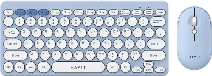Brezžični komplet tipkovnice in miške za igre in pisarno, Havit KB279GCM, moder