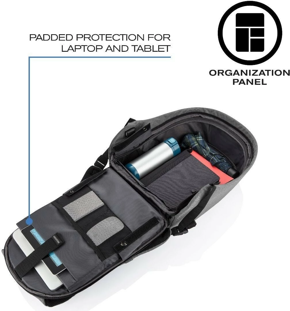 Protivlomni nahrbtnik Bobby Hero Small P705.702, XD Design, 13,3-palčni, 10,5 L, USB, RPET, siv