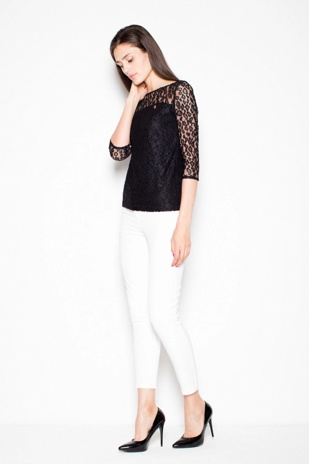 Elegantna bluza Venaton 77528, črna