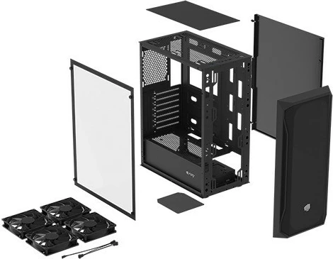Midi tower z ojačanimi steklenim stranskim panelom Natec Fury Shobo SH4F, črn