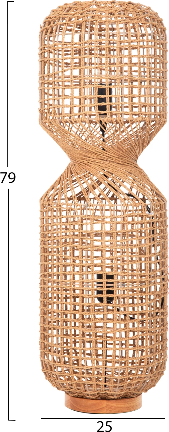 Samostoječa svetilka FH4359 kovinsko-papirnata vrv v rjavi barvi - 2 žarnici Φ25x78.5Hcm