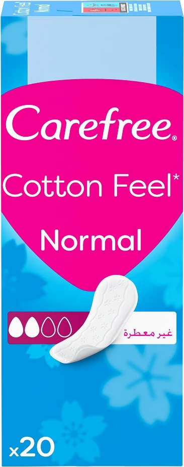 Higienične vpojne blazinice Carefree Cotton Feel Normal, brez vonja, 20 kosov