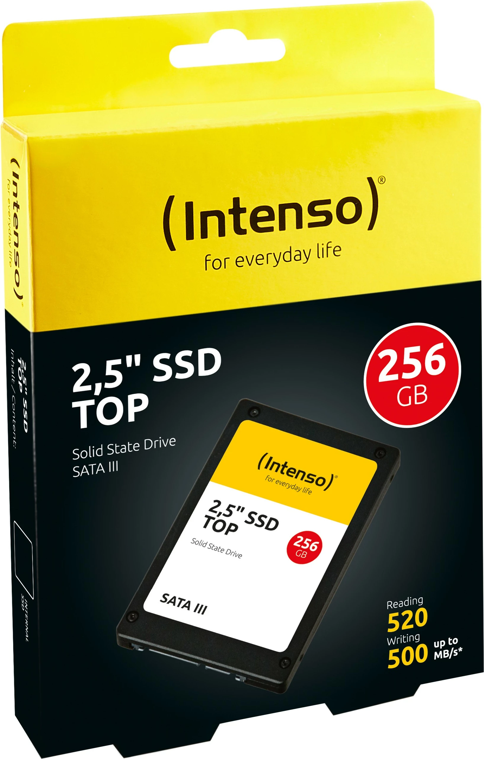 SSD 256 GB, 2,5", 550 MB/s, 6 Gbit/s, črn Intenso Top SSD 256 GB, 2,5", 550 MB/s, 6 Gbit/s, črn Intenso Top