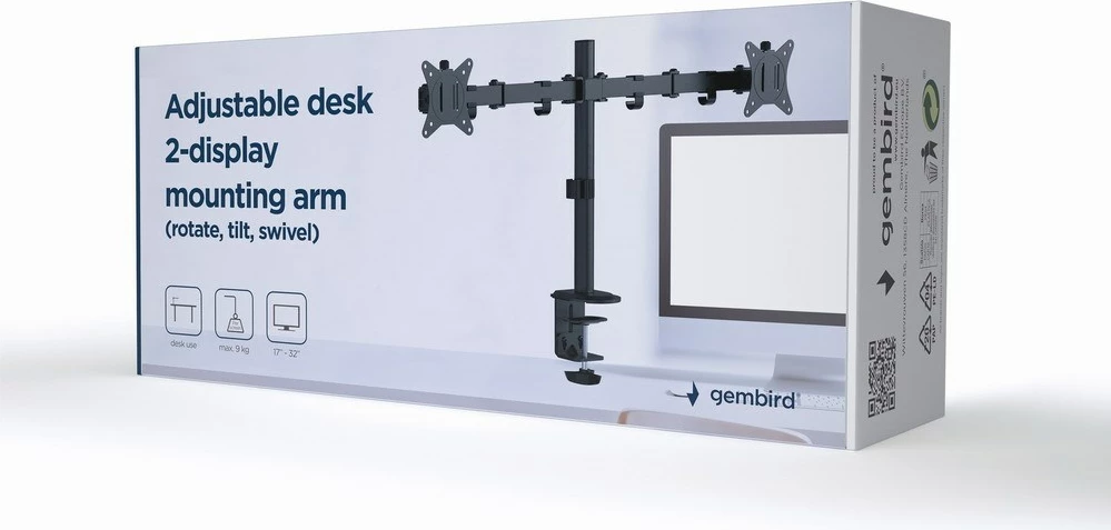 Držalo za monitor, 32", Gembird MA-D2-01, črno