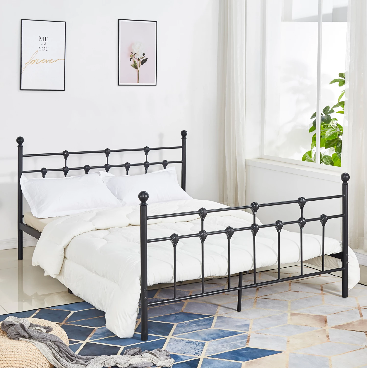 JACINDA kovinska postelja 150x200cm, črna barva FH575.01