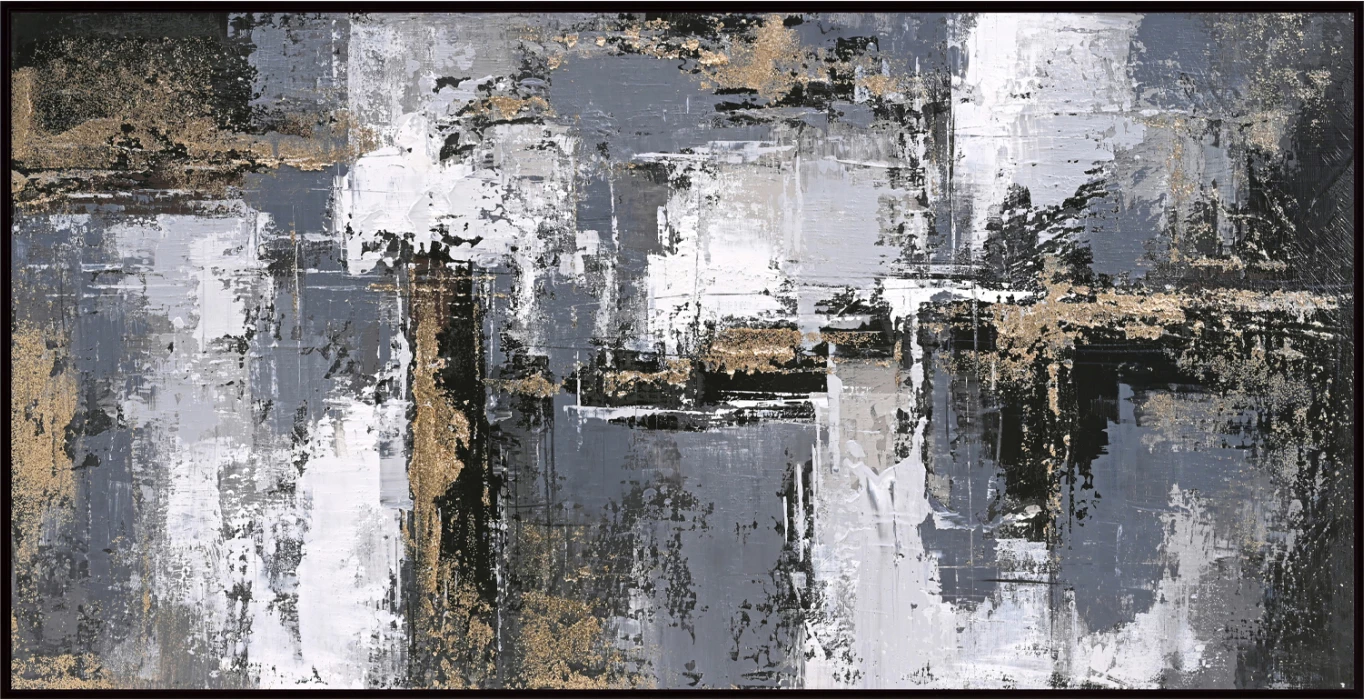 Stenska slika abstraktna FH4576 črni PS okvir-platno 142x4.5x72Hcm