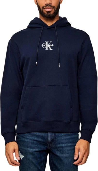 Pulover s kapuco Calvin Klein Jeans za moške, moder