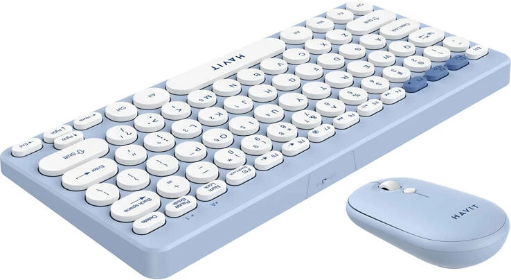 Brezžični komplet tipkovnice in miške za igre in pisarno, Havit KB279GCM, moder
