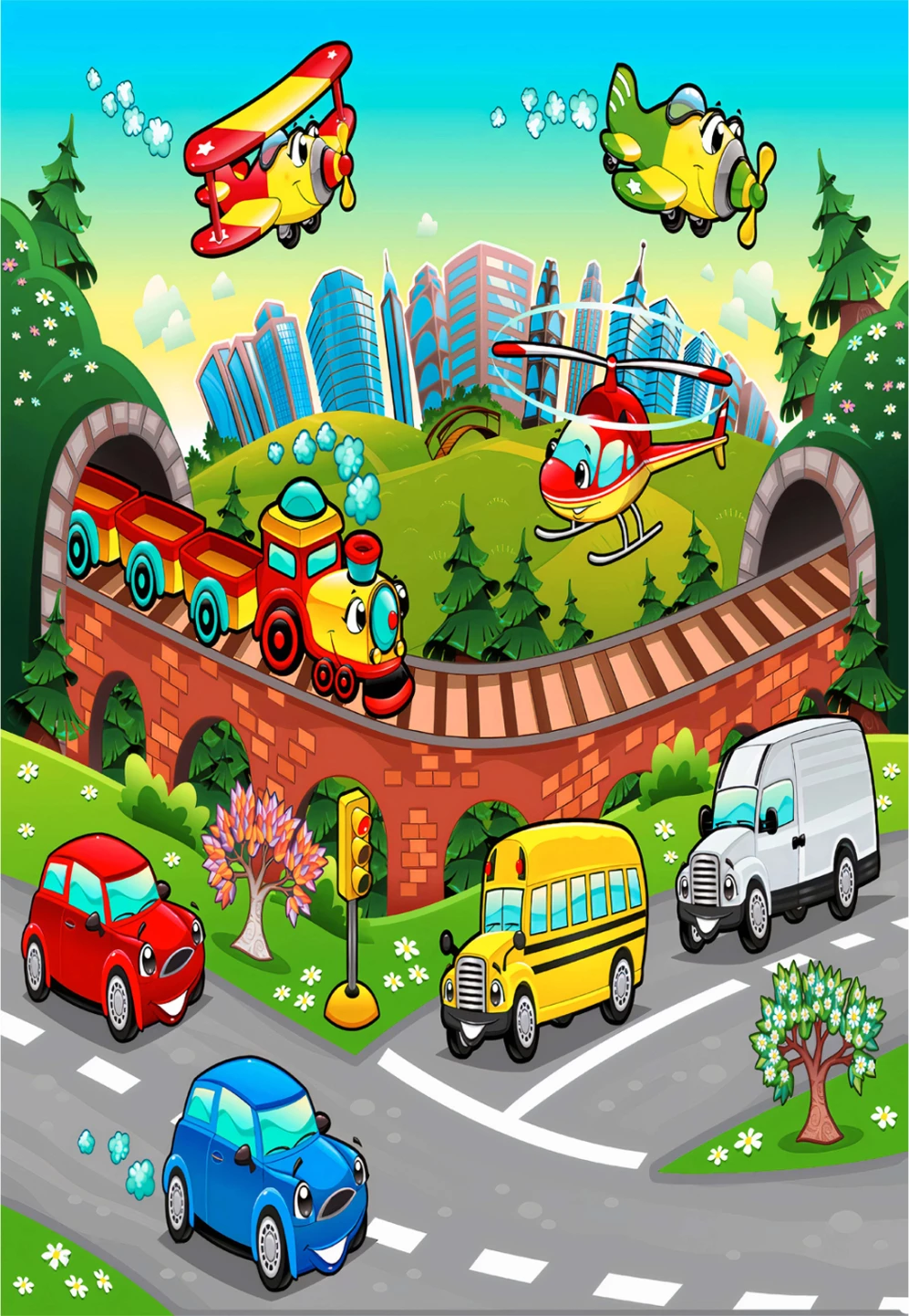 Otroška preproga z različnimi prevoznimi sredstvi, resice FH7678.13 80Χ150cm