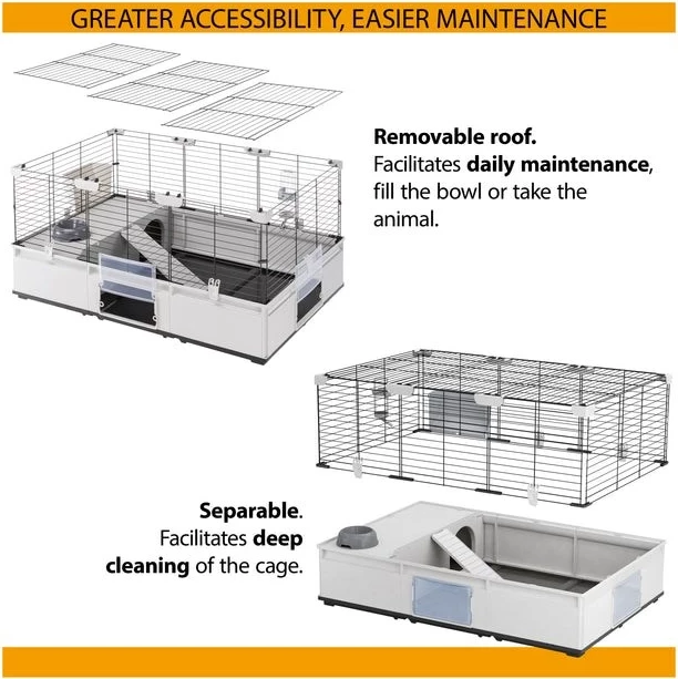 Modularni klet FERPLAST Modular 2, za zajce in majhne domače prašičke, siva
