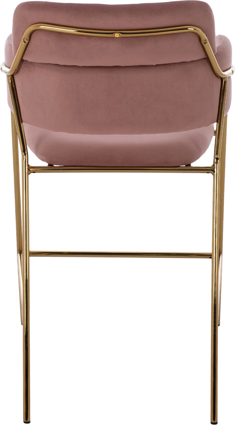 Srednje visok stol FH8735.02 iz žametne tkanine v barvi prašno roza z zlato obrobo 54x58x95Y cm, set 2 kosov