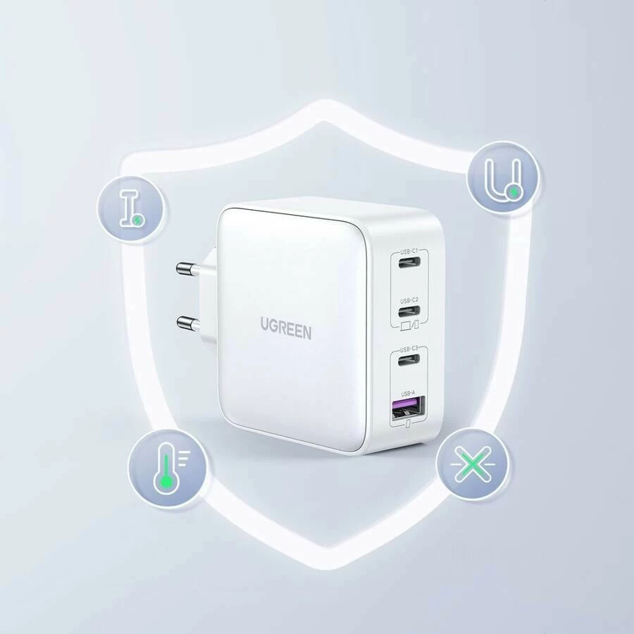 Univerzalni polnilec 100W GaN, 4 priključki USB-C/USB-A, bel — Ugreen Nexode Univerzalni polnilec 100W GaN, 4 priključki USB-C/USB-A, bel — Ugreen Nexode