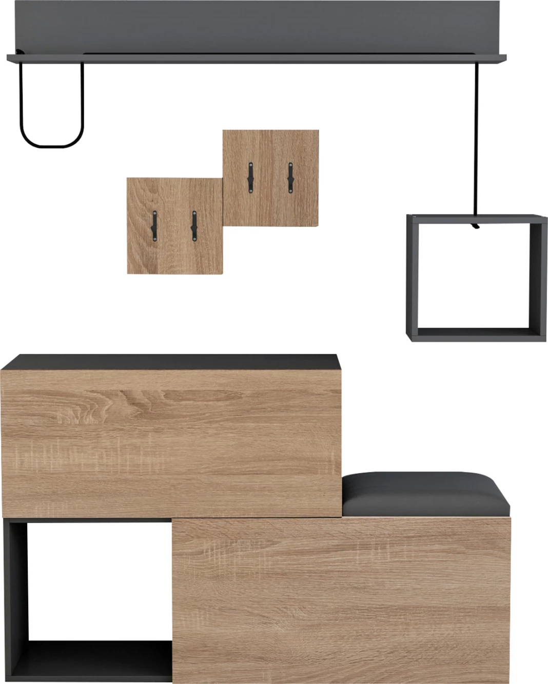 Pohištveni set za predsobo CERB FH8957.11 melamin v sonoma-sivi barvi 120x20x72H cm