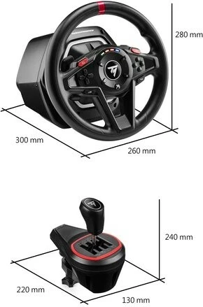 Set volana za igre Thrustmaster T128 Shifter Pack 4460267, 900° Force Feedback, s pedalami in menjalnikom, za PC/Xbox, z ožičenim USB, črn