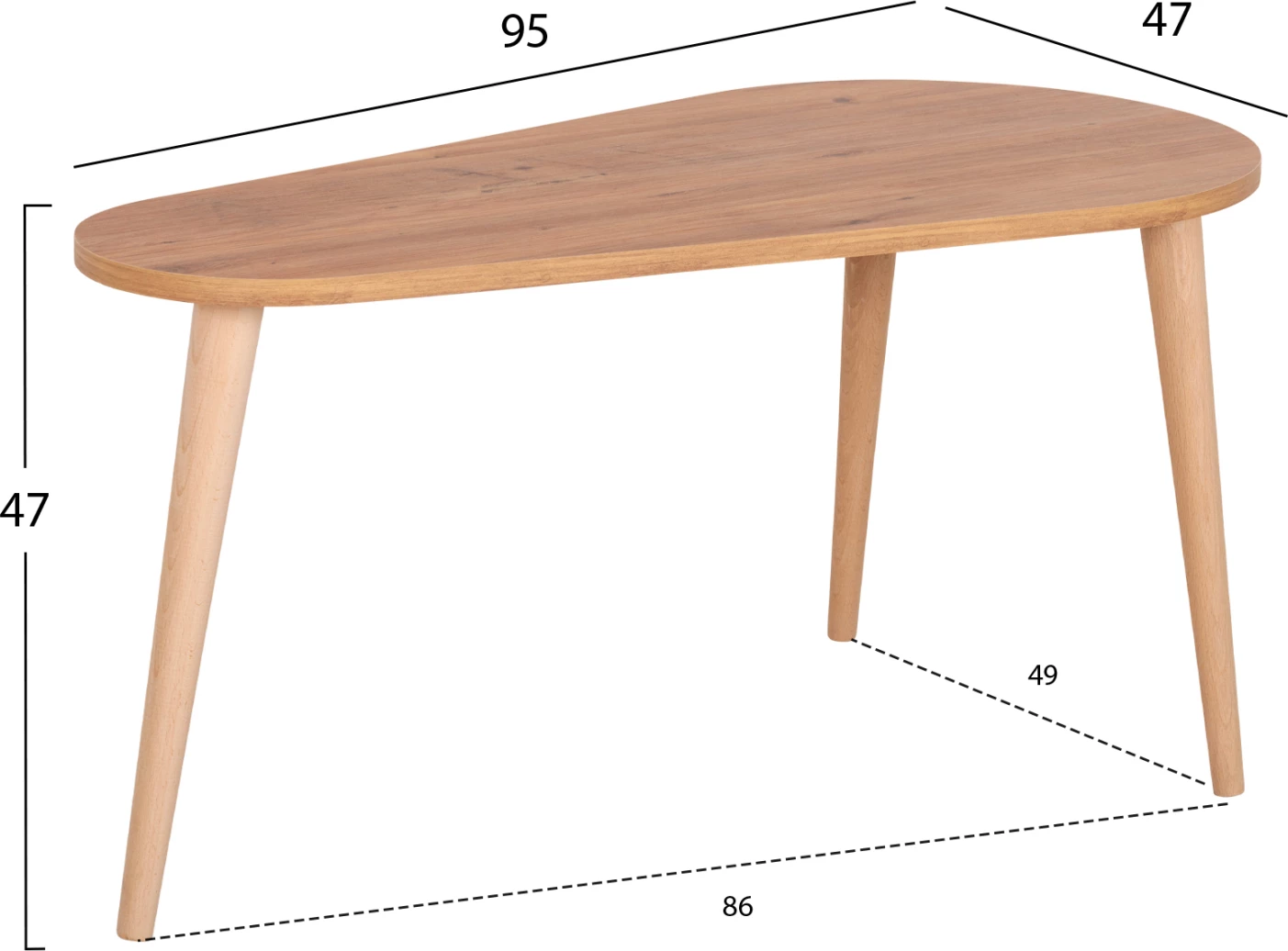 Klubske mizice 2 kosa APRILIA FH18179.03 melamin v naravni in beli marmor-lesene noge v naravni 94x47x47,5Hcm