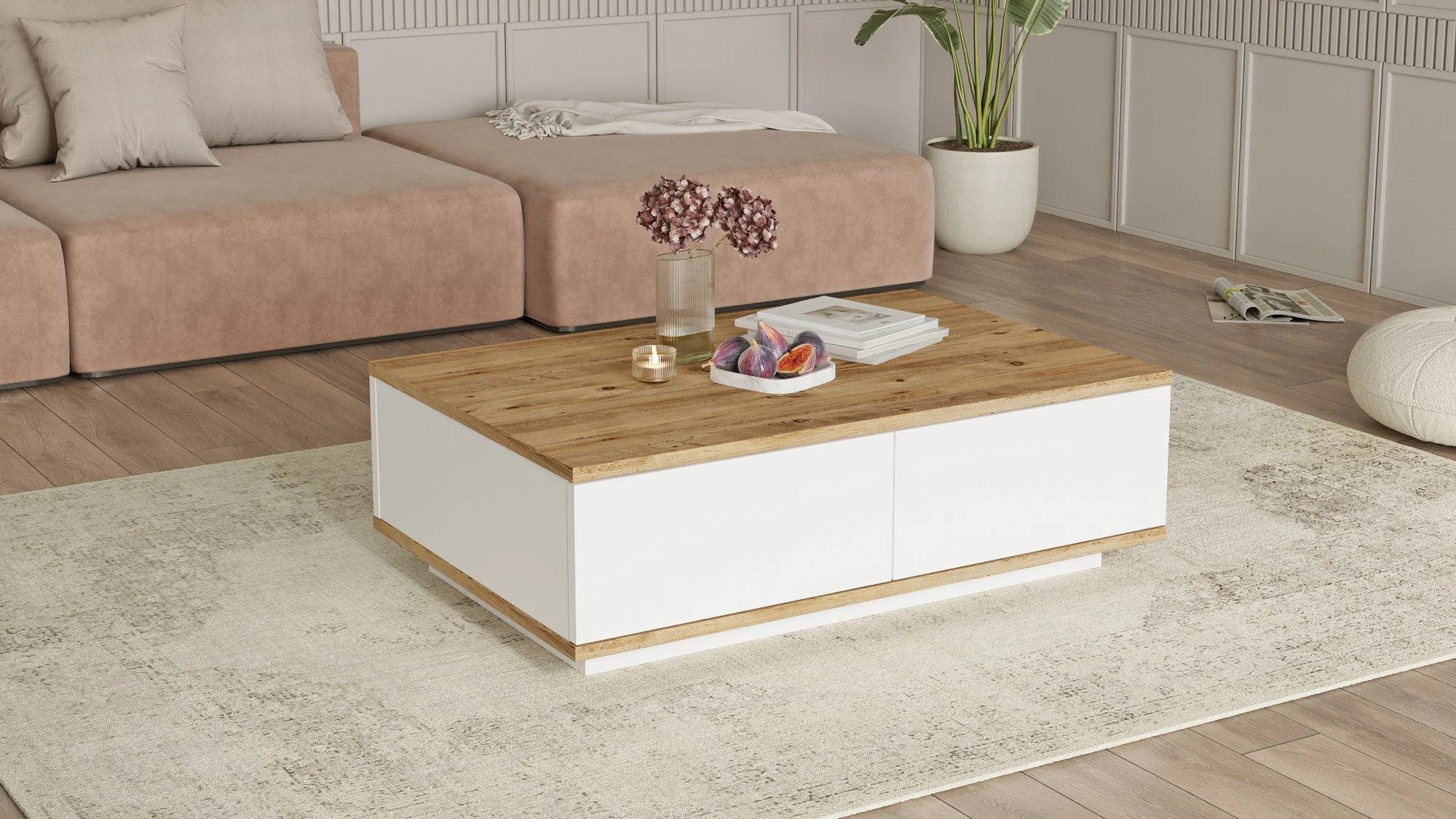 Kavna mizica Hanah Home Fr14-Aw, atlantska borovina in bela